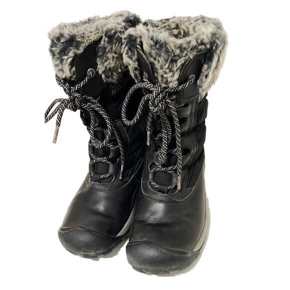Keen Shoes - KEEN Hoodoo III Boots 6 Black Leather Waterproof Winter Fur Lace Up Insulated